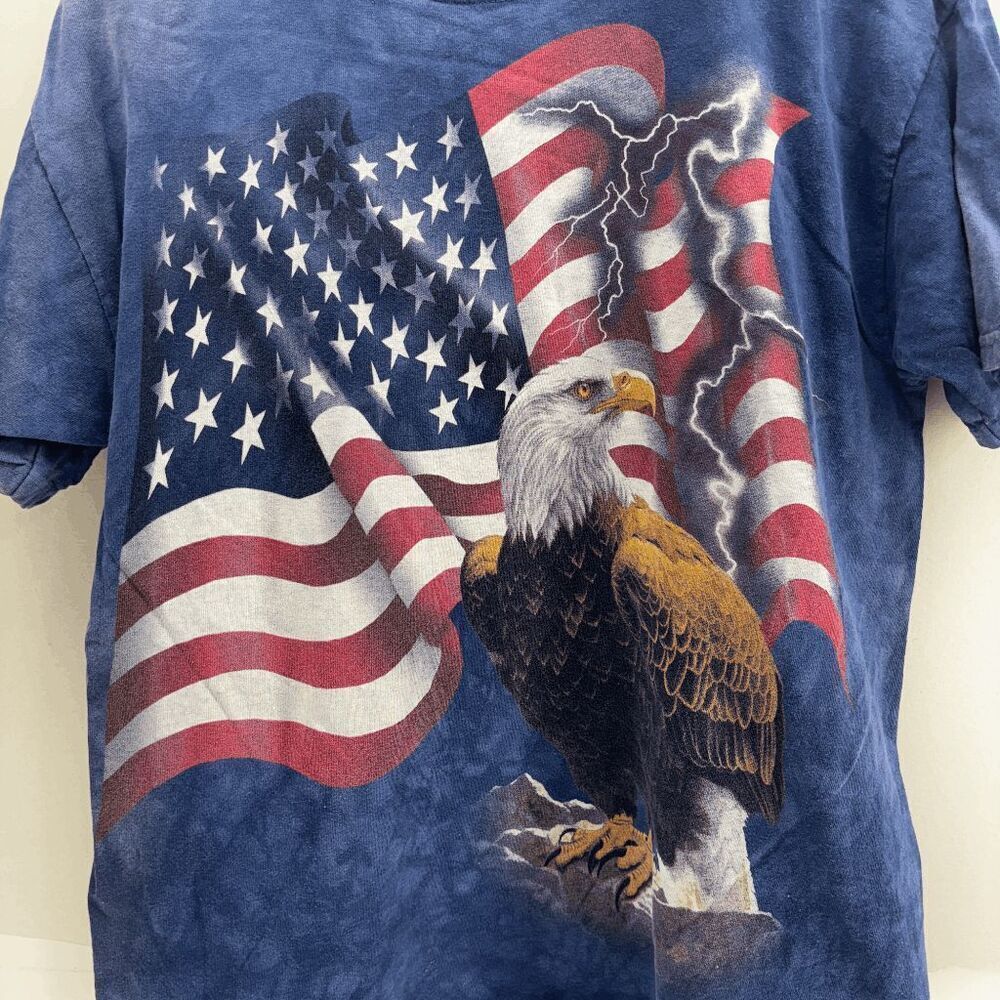 The Mountain Bald Eagle Shirt Size XL American Flag Lightning Tie Dye Patriotic